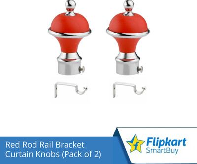 Flipkart SmartBuy Red Curtain Knobs, Rod Rail Bracket Metal(Pack of 2)