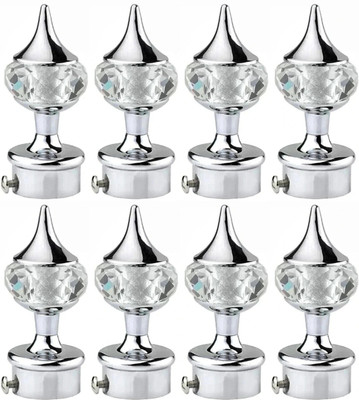 Worldson Silver Rod Rail Bracket, Curtain Knobs Metal(Pack of 8)
