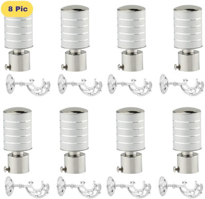 ZAPEX Silver Rod Rail Bracket, Curtain Knobs Metal(Pack of 8)