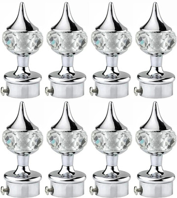 Ghazian Silver Curtain Knobs, Rod Rail Bracket Metal(Pack of 8)