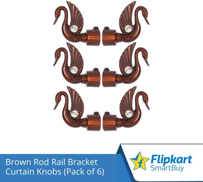 Flipkart SmartBuy Brown Curtain Knobs, Rod Rail Bracket Metal(Pack of 6)