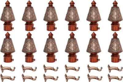 ZYREX Brown Curtain Knobs, Rod Rail Bracket Metal(Pack of 12)