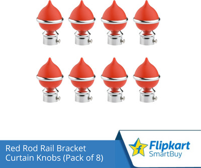 Flipkart SmartBuy Red Curtain Knobs, Rod Rail Bracket Metal(Pack of 8)