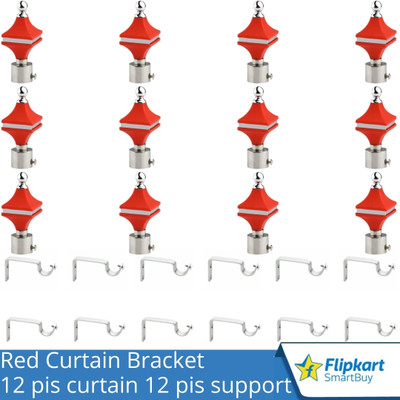 Flipkart SmartBuy Red Curtain Knobs, Rod Rail Bracket Metal(Pack of 12)
