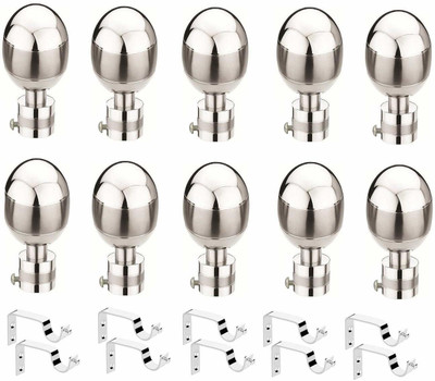 Bzcarts Silver Curtain Knobs, Rod Rail Bracket, Curtain Hooks Metal(Pack of 20)
