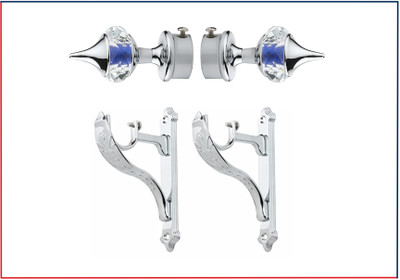 ZELOXA Silver, Blue Curtain Knobs, Curtain Hooks, Rod Rail Bracket, Curtain Rings, Curtain Rods, Tieback Hook Metal(Pack of 2)