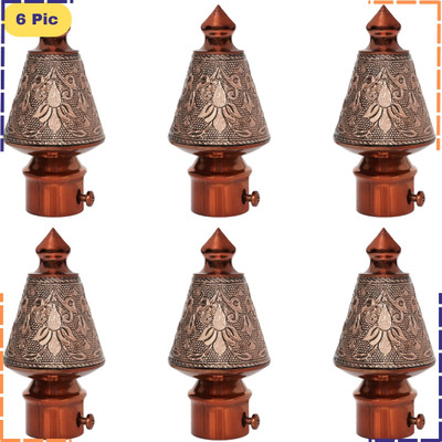 ZAPEX Brown Curtain Knobs, Rod Rail Bracket Metal(Pack of 6)