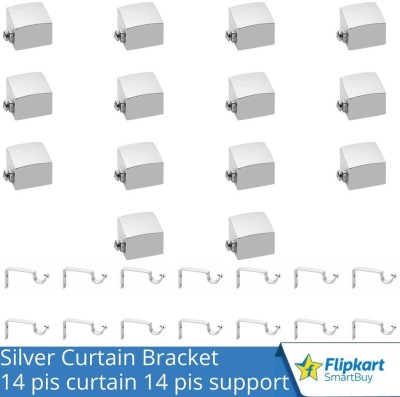 Flipkart SmartBuy Silver Curtain Knobs, Rod Rail Bracket Metal(Pack of 14)