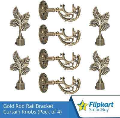 Flipkart SmartBuy Gold Rod Rail Bracket, Curtain Knobs Metal(Pack of 4)