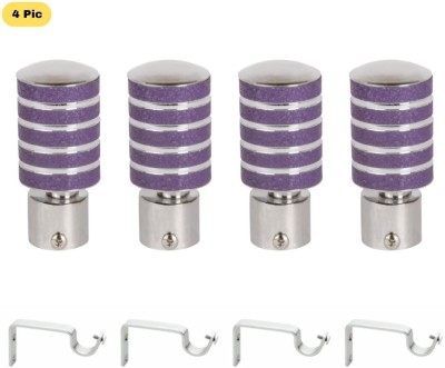 ZAPEX Silver, Purple Rod Rail Bracket, Curtain Knobs Metal