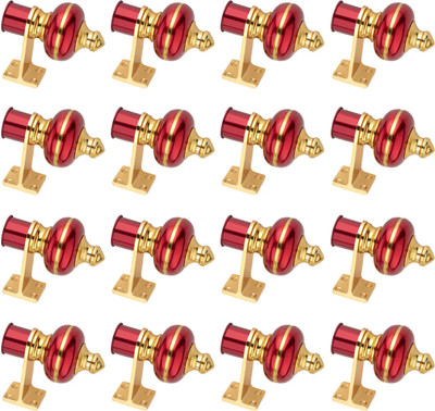 Ghazian Red, Gold Curtain Knobs, Rod Rail Bracket Metal(Pack of 16)