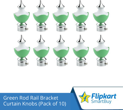 Flipkart SmartBuy Green Curtain Knobs, Rod Rail Bracket Metal(Pack of 10)