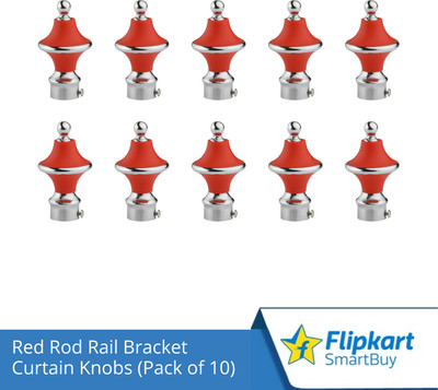 Flipkart SmartBuy Red Curtain Knobs, Rod Rail Bracket Metal(Pack of 10)