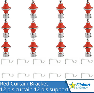 Flipkart SmartBuy Red Curtain Knobs, Rod Rail Bracket Metal(Pack of 12)