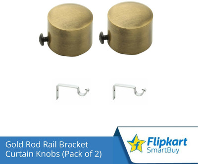 Flipkart SmartBuy Gold Curtain Knobs, Rod Rail Bracket Metal(Pack of 2)