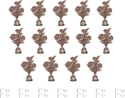 ZYREX Brown Curtain Knobs, Rod Rail Bracket Metal(Pack of 14)