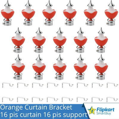 Flipkart SmartBuy Red Curtain Knobs, Rod Rail Bracket Metal(Pack of 16)