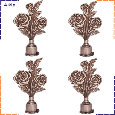 ZAPEX Brown Curtain Knobs, Rod Rail Bracket Metal(Pack of 4)