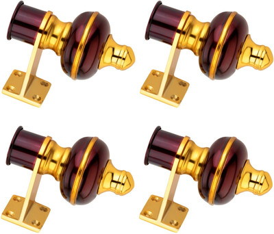 Ghazian Maroon, Gold Curtain Knobs, Rod Rail Bracket Metal(Pack of 4)