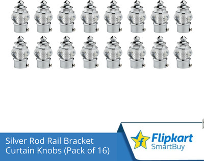 Flipkart SmartBuy Silver Curtain Knobs, Rod Rail Bracket Metal(Pack of 16)