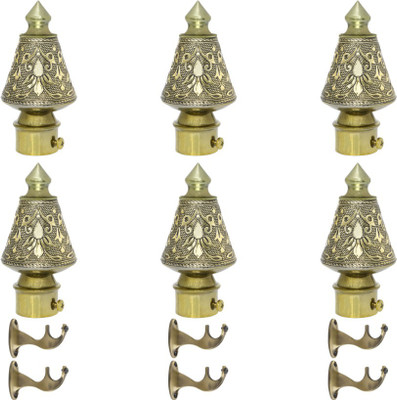 ZAPEX Gold Curtain Knobs, Rod Rail Bracket Metal(Pack of 6)