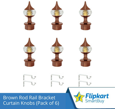 Flipkart SmartBuy Beige Curtain Knobs, Rod Rail Bracket Metal(Pack of 6)