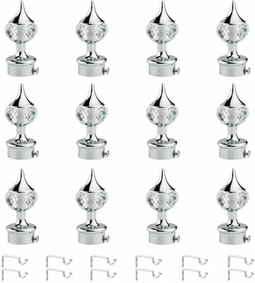 Inkart Silver Rod Rail Bracket, Curtain Knobs Metal(Pack of 24)