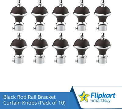 Flipkart SmartBuy Black Curtain Knobs, Rod Rail Bracket Metal(Pack of 10)