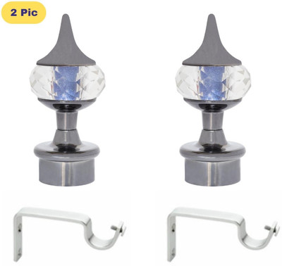 ZAPEX Grey Curtain Knobs, Rod Rail Bracket Metal(Pack of 2)