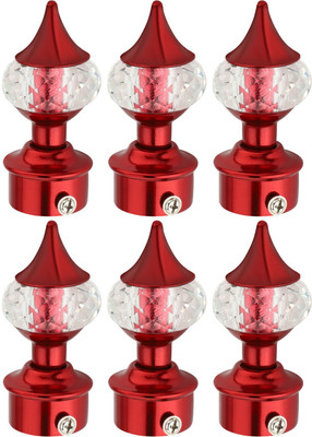 Dorami Red Curtain Knobs, Rod Rail Bracket Metal(Pack of 6)