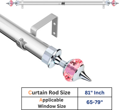 GLOXY Silver, Pink Curtain Knobs, Curtain Rods, Rod Rail Bracket Metal(Pack of 1)