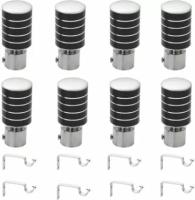 AneriDEALS Black, Silver Curtain Knobs, Rod Rail Bracket, Tieback Hook Metal(Pack of 1)