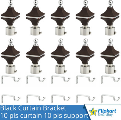 Flipkart SmartBuy Black Curtain Knobs, Rod Rail Bracket Metal(Pack of 10)