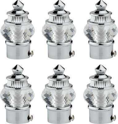 METZO Silver Curtain Knobs, Rod Rail Bracket Metal(Pack of 6)