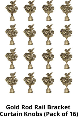 RKOING Gold Curtain Knobs, Rod Rail Bracket Metal(Pack of 16)