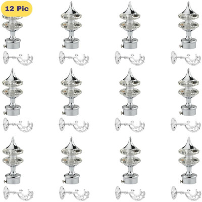 ZAPEX Silver Rod Rail Bracket, Curtain Knobs Metal(Pack of 12)