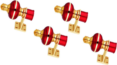 GROWNIX Red Curtain Knobs, Rod Rail Bracket, Curtain Hooks, Curtain Rods Metal(Pack of 4)