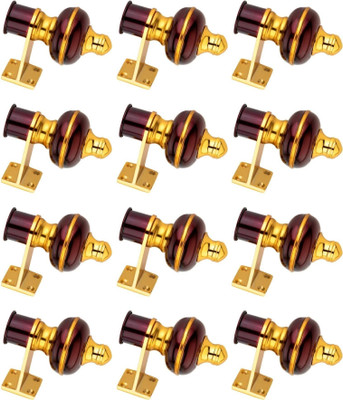 Ghazian Maroon, Gold Curtain Knobs, Rod Rail Bracket Metal(Pack of 12)
