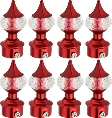 Dorami Red Curtain Knobs, Rod Rail Bracket Metal(Pack of 8)