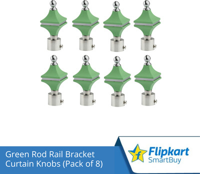 Flipkart SmartBuy Green Curtain Knobs, Rod Rail Bracket Metal(Pack of 8)