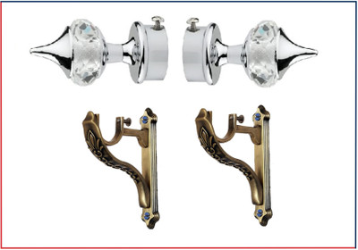 ZELOXA Gold, Silver Curtain Knobs, Curtain Hooks, Rod Rail Bracket, Curtain Rings, Curtain Rods, Tieback Hook Metal(Pack of 2)