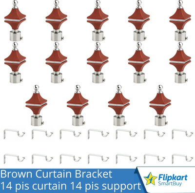 Flipkart SmartBuy Brown Curtain Knobs, Rod Rail Bracket Metal(Pack of 14)