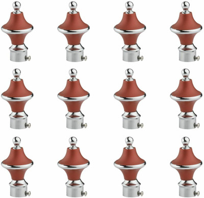 Inkart Brown Rod Rail Bracket, Curtain Knobs Metal(Pack of 12)