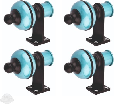 Harigario Light Blue, Black Curtain Knobs, Curtain Knobs, Rod Rail Bracket Metal(Pack of 4)