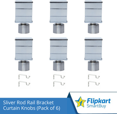 Flipkart SmartBuy Silver Curtain Knobs, Rod Rail Bracket Metal(Pack of 6)