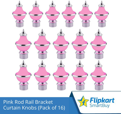 Flipkart SmartBuy Pink Curtain Knobs, Rod Rail Bracket Metal(Pack of 16)