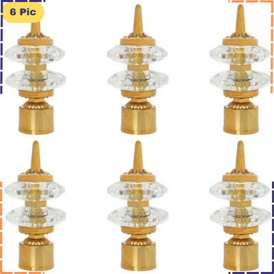 ZAPEX Gold Curtain Knobs, Rod Rail Bracket Metal(Pack of 6)