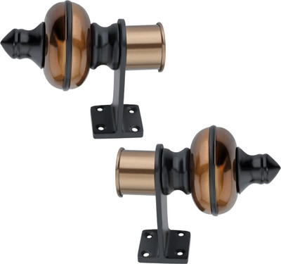 Crezx Multicolor, Black Rod Rail Bracket, Curtain Knobs, Curtain Hooks, Tassels, Curtain Hooks Metal(Pack of 2)