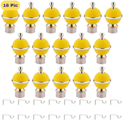 ZAPEX Yellow Rod Rail Bracket, Curtain Knobs Metal(Pack of 16)