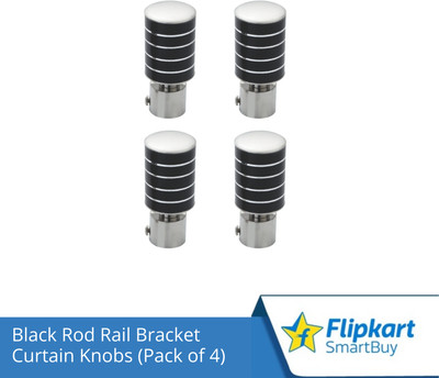 Flipkart SmartBuy Black Curtain Knobs, Rod Rail Bracket Metal(Pack of 4)